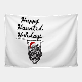 Happy Haunted Holidays Christmas Bat Winter Tapestry