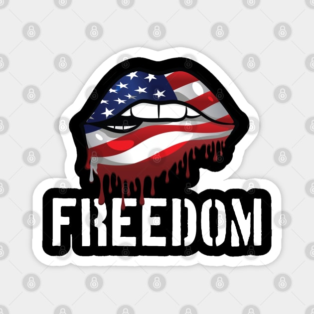 Patriotic Lips, Dripping Flag Lips, American, Freedom Magnet by Silly Me Studio