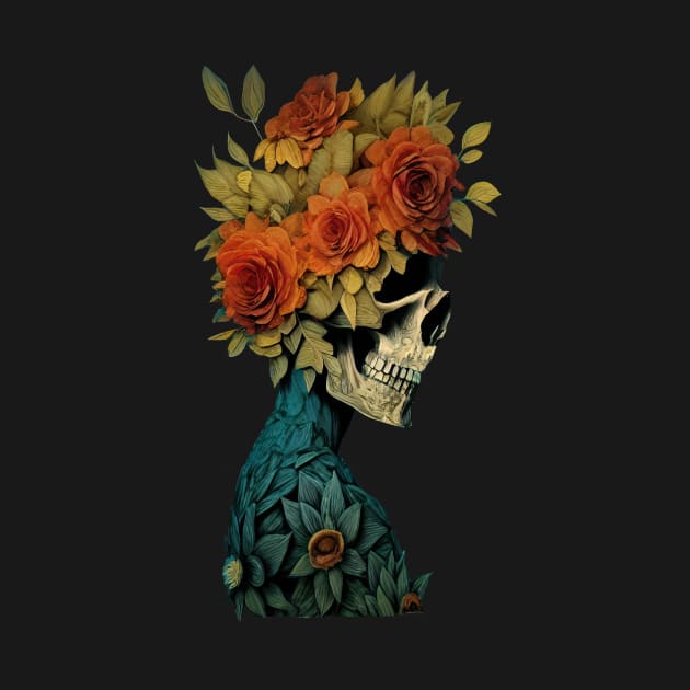Skull with flowers on the head. by Elnica