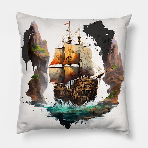 Pirate Ship - the goonies Pillow by Buff Geeks Art