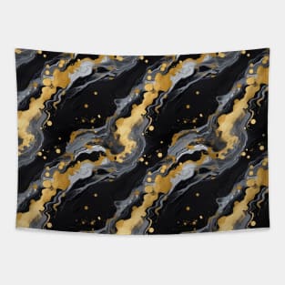 Black and Gold Liquid Marble Texture Tapestry