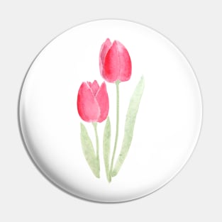 2 red tulips watercolor Pin