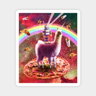 Laser Eyes Outer Space Robot Riding Llama Unicorn Magnet