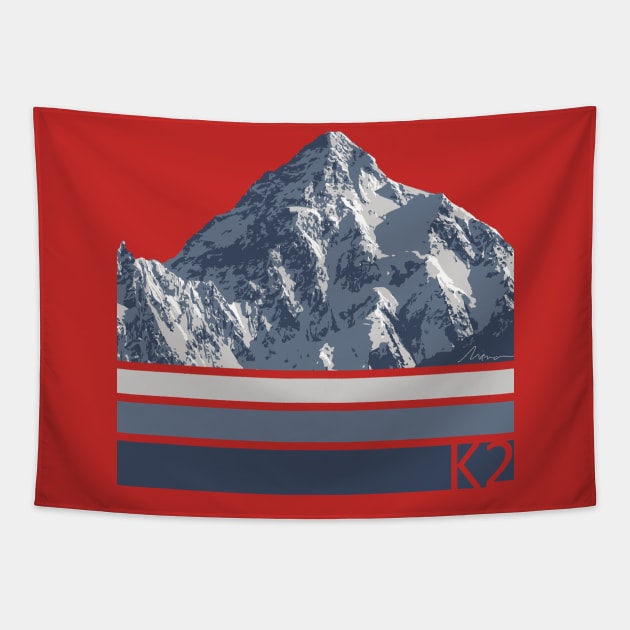 K2 Mountain Illustration Tapestry by High Altitude