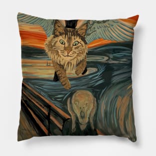 Funny Maine Coon Cat The Scream Mashup Pillow