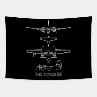 S-2 Tracker American ASW Plane Blueprints Diagrams Tapestry