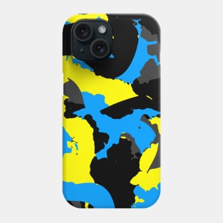 Blue yellow black and gray abstract Phone Case