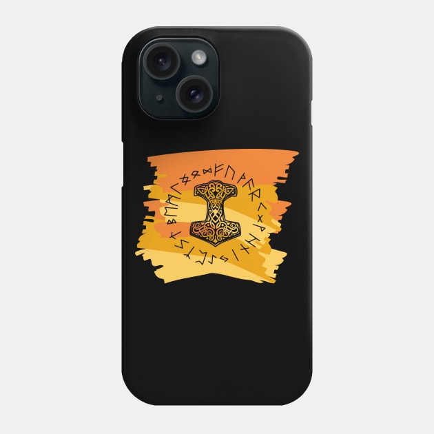 Vikings Norse Mythology Mjolnir and Runes Asatru Viking Gift Phone Case by vikki182@hotmail.co.uk