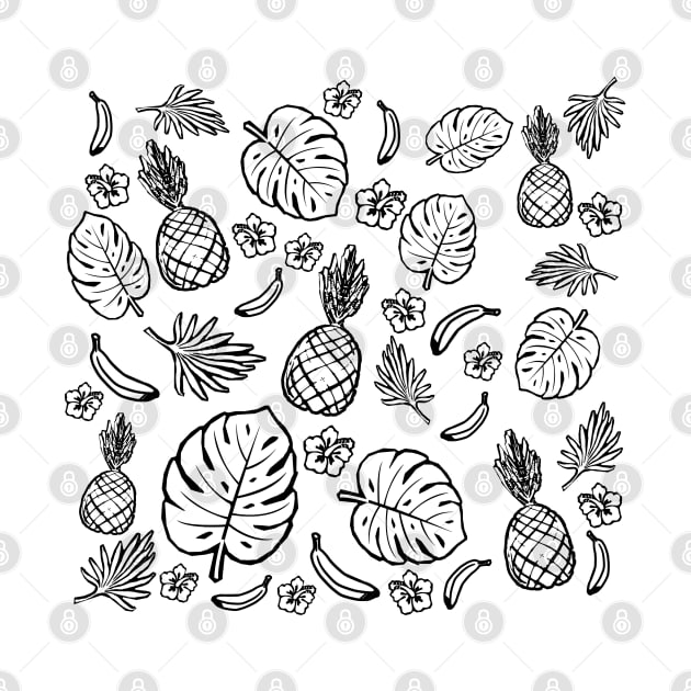 Tropical black and white pattern by valentinahramov