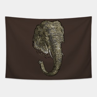 Graphic Novel Style Head And Trunk Of An Asiatic Elephant Vector Tapestry