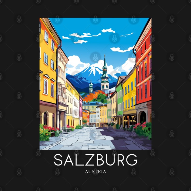 A Pop Art Travel Print of Salzburg - Austria by Studio Red Koala