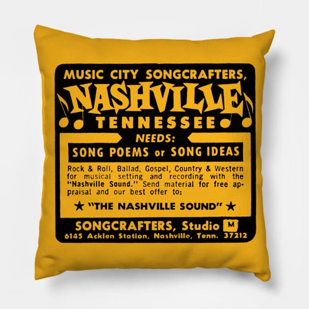 Nashville Songwriter Ad Pillow by CultOfRomance