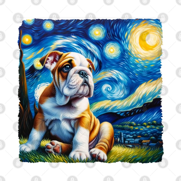 Starry Bulldog Portrait - Dog Portrait by starry_night