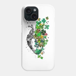 Heart anatomy, heart with four-leaf clovers Phone Case