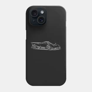 Pagani Zonda R Supercar Racing Wireframe White Phone Case