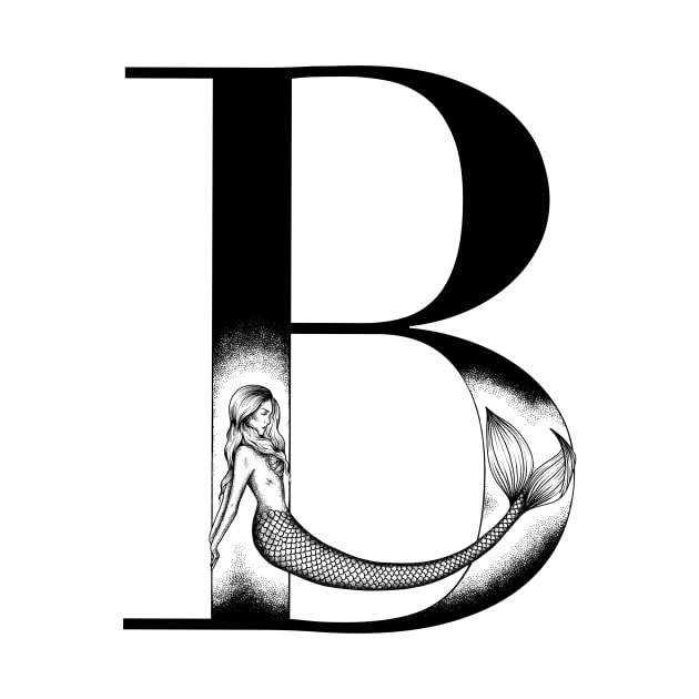 Mermaid Monogram B by Elizabeth Weglein Art