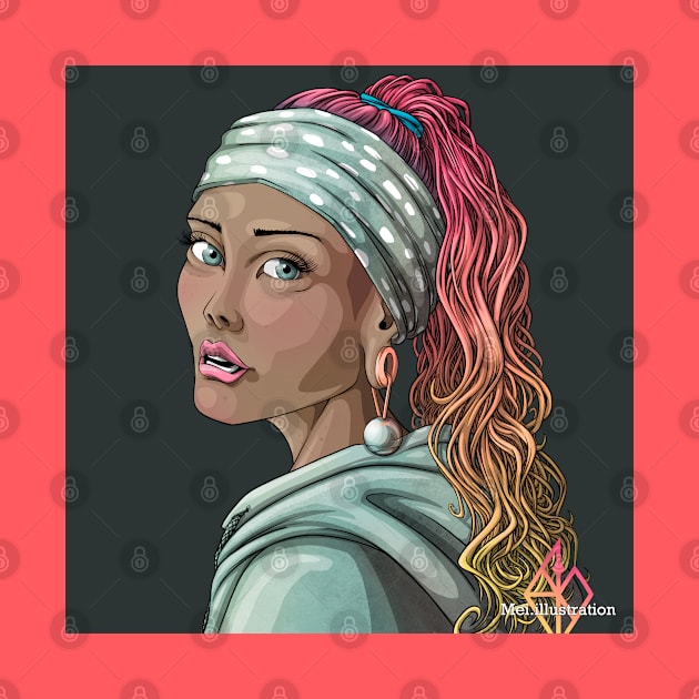 Our modern Reva Prisma as “Girl withe a Pearl earring” by Mei.illustration