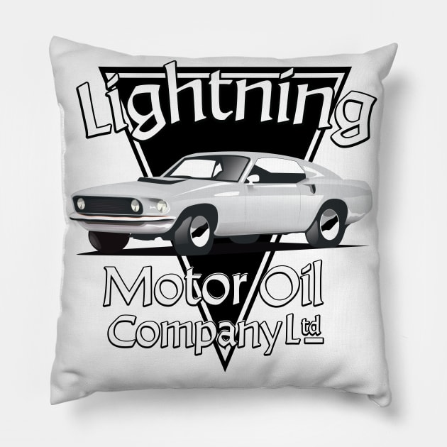 Lightning Motor Oil Company Ltd. Pillow by nickemporium1