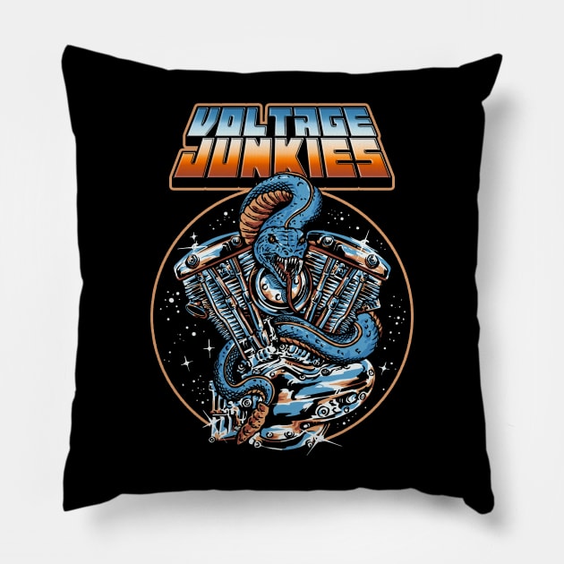 Vintage Motorcycle Pillow by Voltage Junkies Apparel