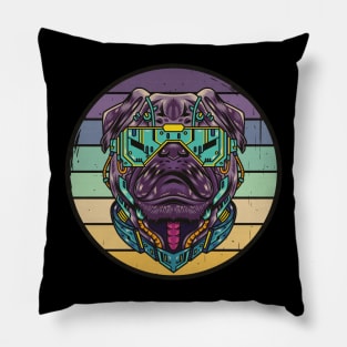 Retro Robot Pug Dog Pillow