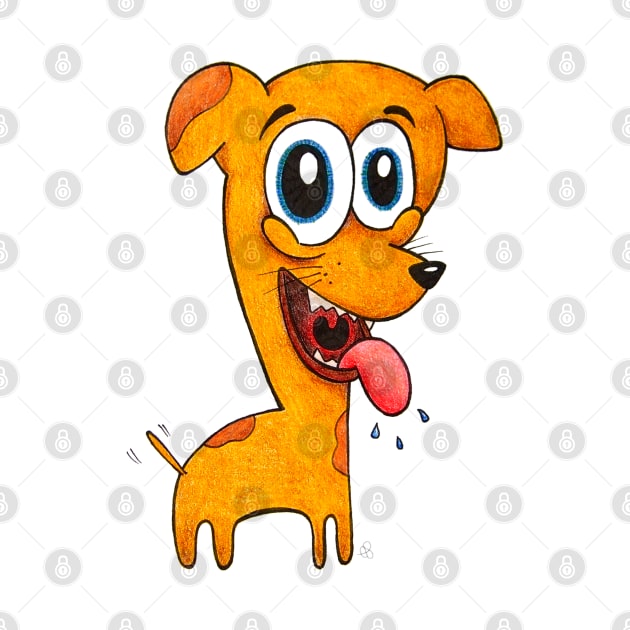 Happy Pup - Cute and Funny Cartoon Dog by Elinaana