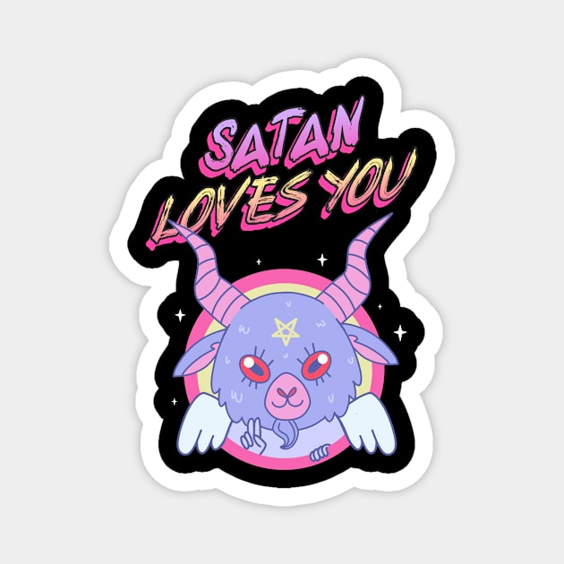 Satan Loves You Magnet by Cat Vs Dog