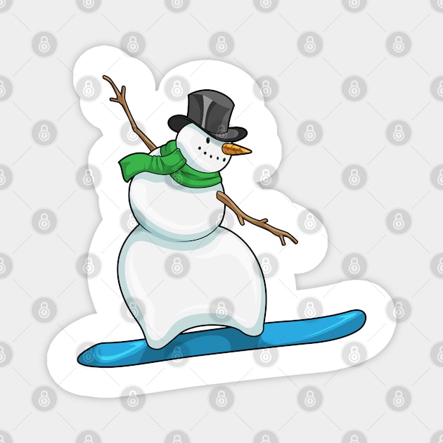 Snowman Christmas Snowboard Magnet by Markus Schnabel