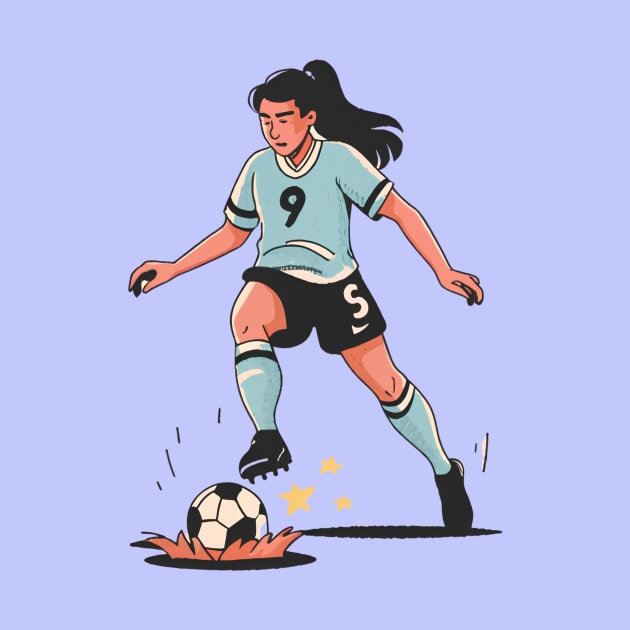 90s Nostalgia Minimalist Girl Kicking Football | Women's Soccer Enthusiast Design by Tecnofa