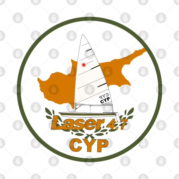 laser class sailboat on flag Cyprus by Regatta Merch