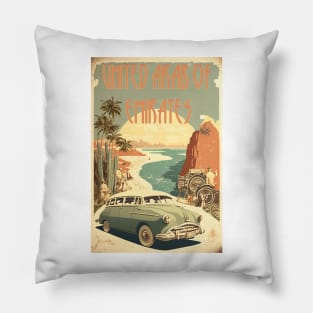 United Arab Of Emirates Vintage Travel Art Poster Pillow