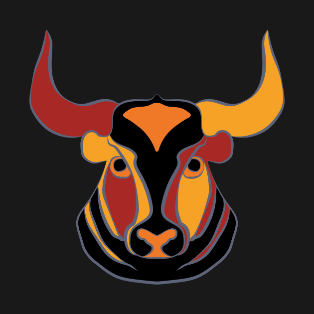 Angry Spanish Bull Toro in Tropical Colors by pelagio