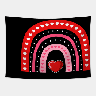 Heart Boho Rainbow Valentines Day Cute Love Minimalist Tapestry