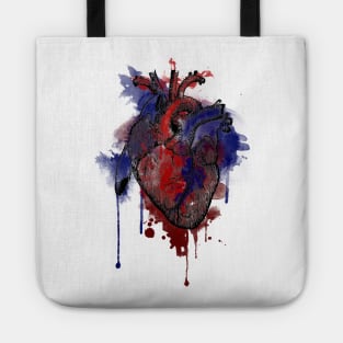 Digital Anatomical Watercolor Heart (Black Version) Tote