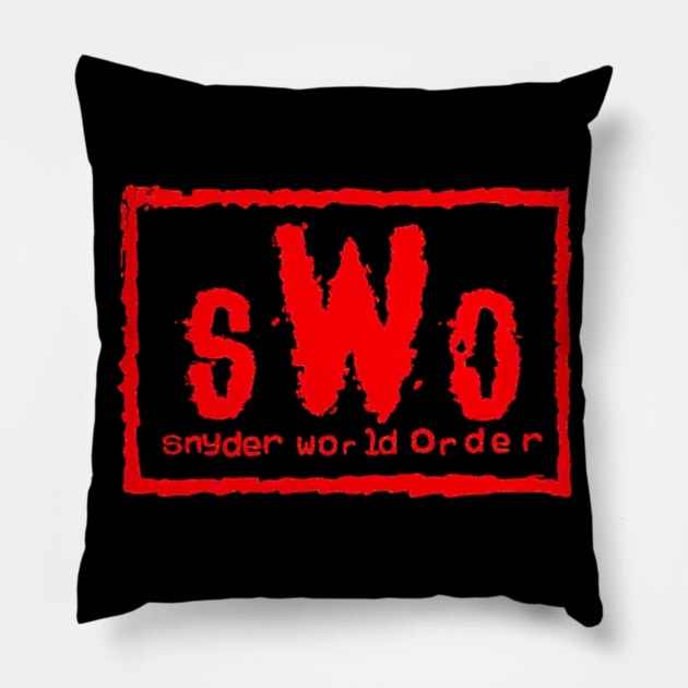 Snyder World Order (sWo - Red Logo) Pillow by Fozzitude