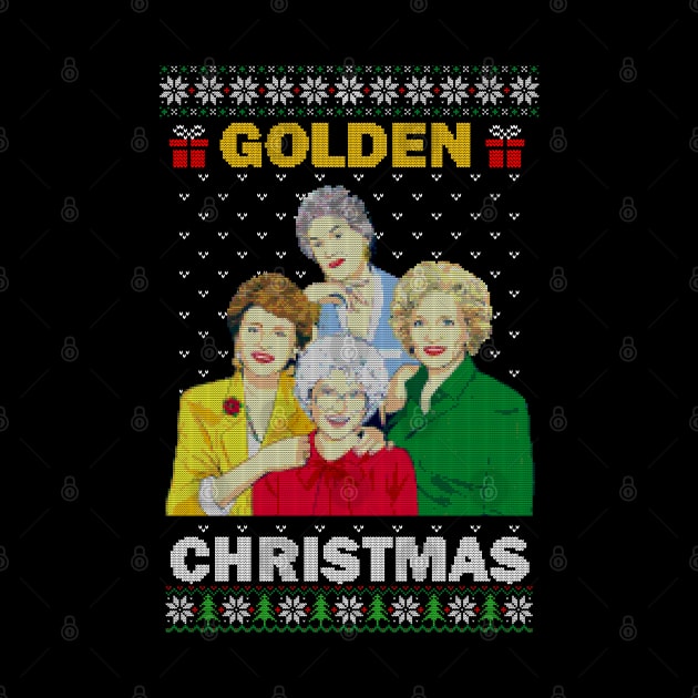 Golden Christmas Classic Ugly Sweater by efanmr