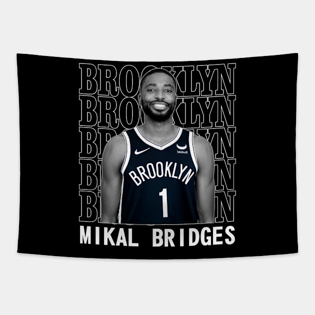 Brooklyn Nets Mikal Bridges Tapestry by Thejockandnerd