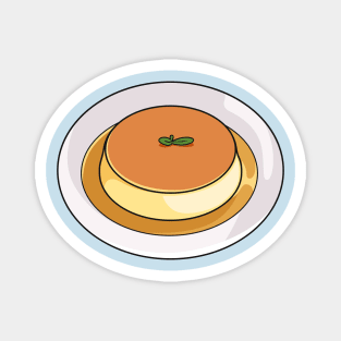 Creme caramel cartoon illustration Magnet