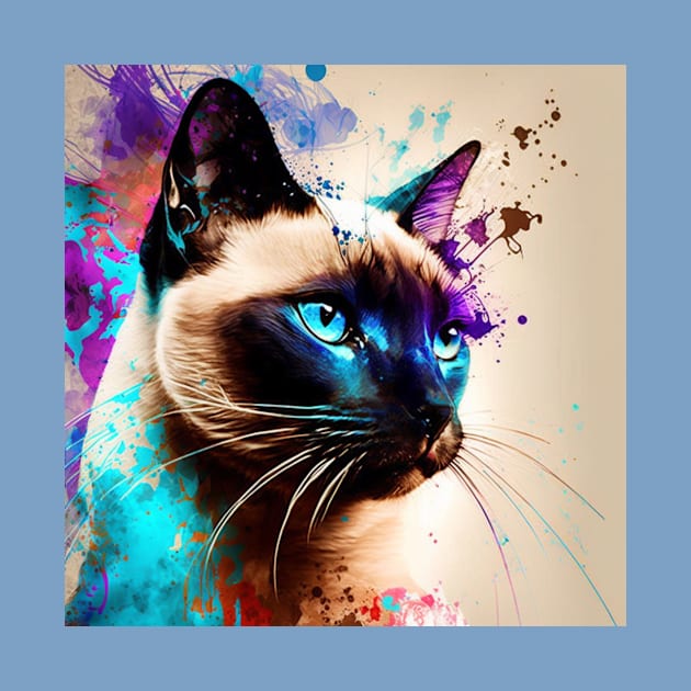 Siamese Cat with Color Splash by Star Scrunch