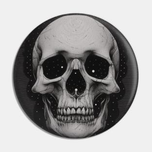 Monochrome Illustration of Skull Pin