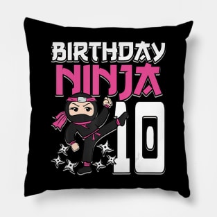 Birthday Ninja 10 Girl Pink Shinobi Themed 10th B-Day Party Pillow