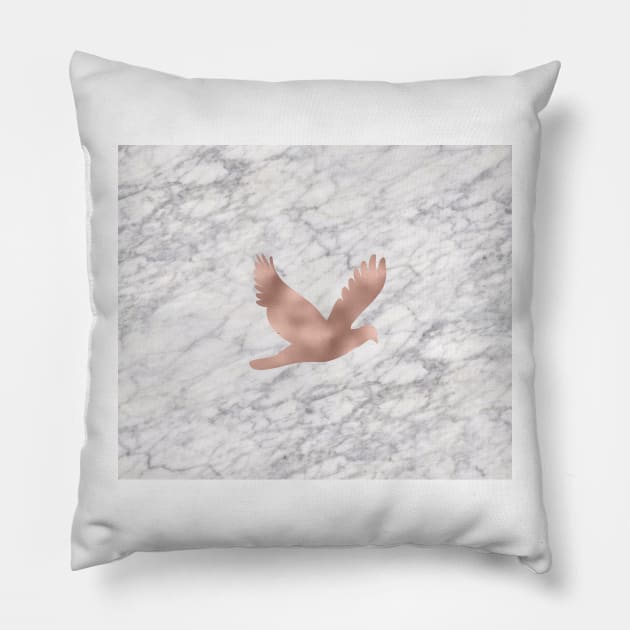 Rose gold marble dove Pillow by marbleco