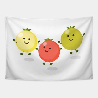 Cute cherry tomatoes cartoon illustration Tapestry