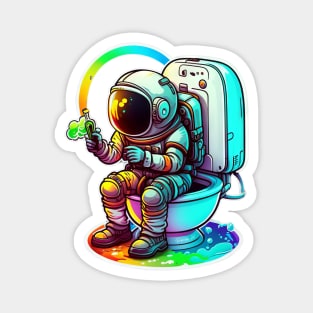 Colorful Space Astronaut on the Toilet Sticker #10 Magnet