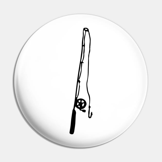 Fishing Pole Doodle Black Pin by Mijumi Doodles