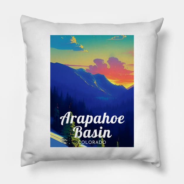 Arapahoe Basin Colorado United States ski Pillow by UbunTo