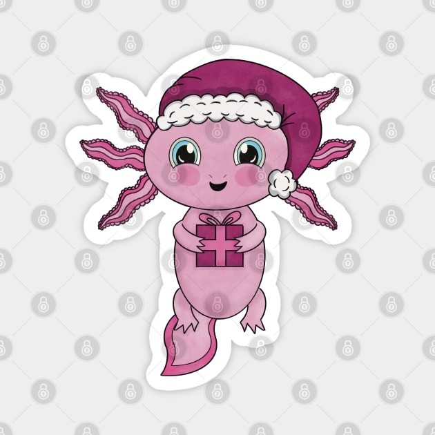 Kawaii Christmas Axolotl Magnet by Cupsie's Creations