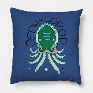 cephalopod in greens and blue Pillow