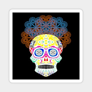 shining catrina in floral pattern mandala ecopop Magnet