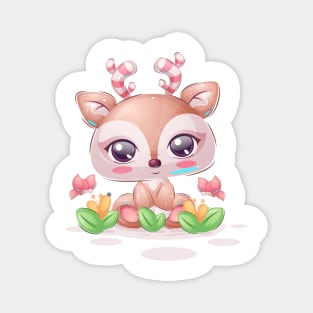 Cute Deer Flower Kawaii Cartoon Animals Magnet