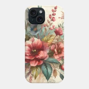 Coral Pink Retro Floral Phone Case